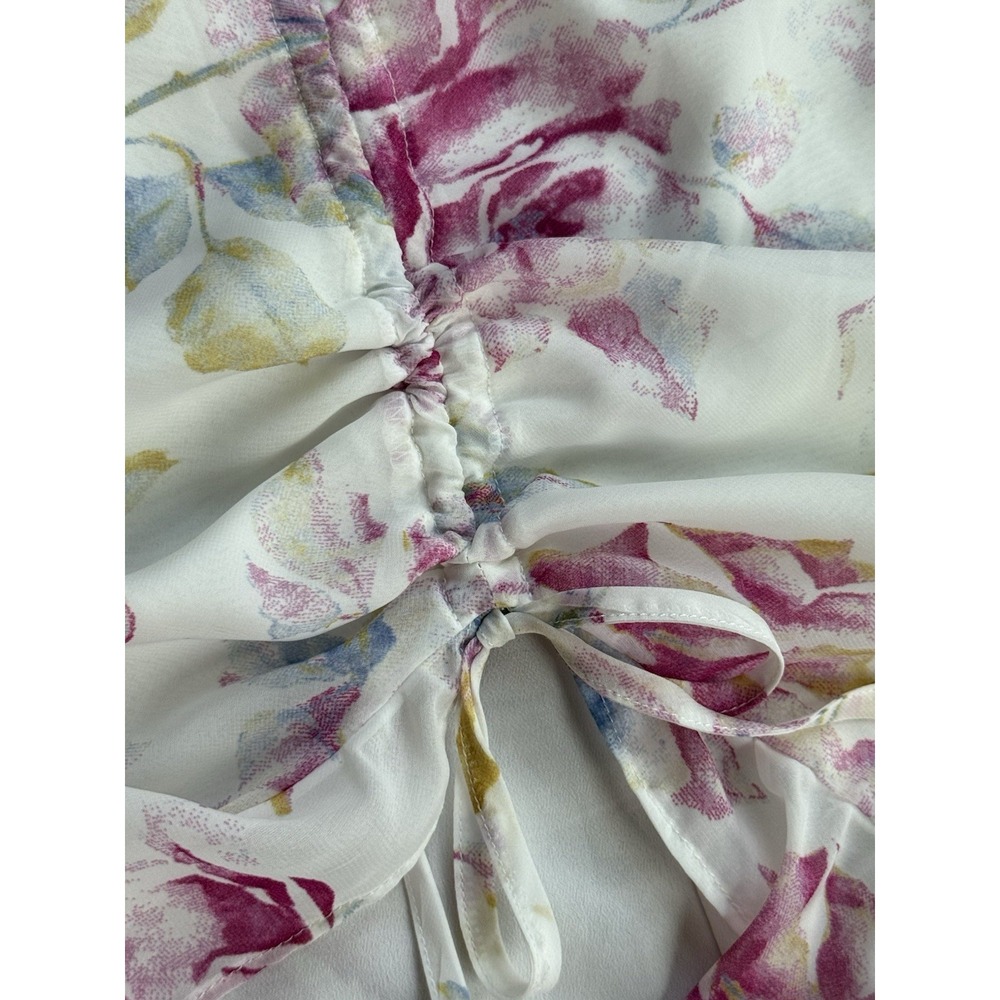 Majorelle Dress Womens Small White Pink Floral Zella Romance One Shoulder Ruffle - Picture 6 of 7